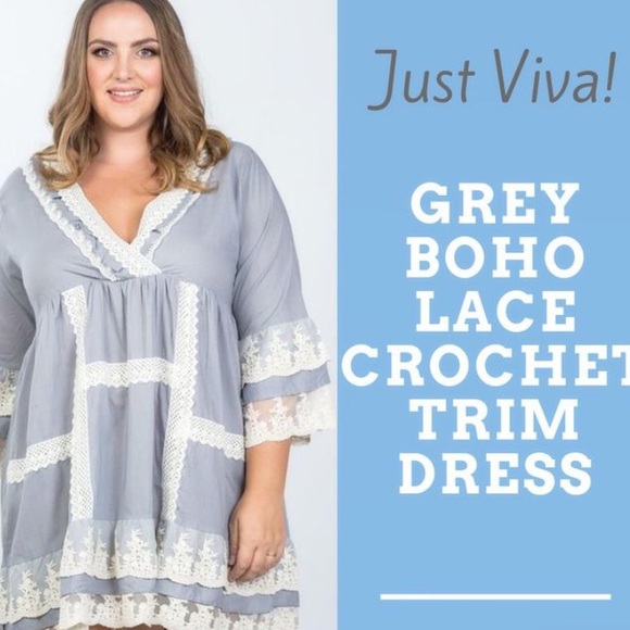 Velzera EUC blue and white lace bohemian dress - Picture 2 of 16